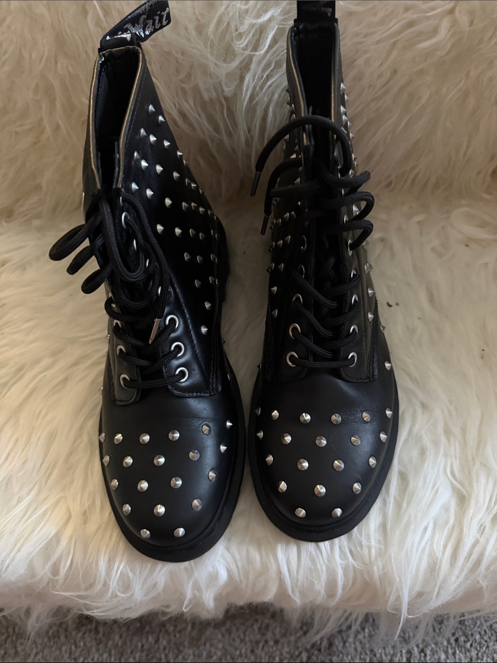 Dr. Martens Black Studded Lace-Up Combat Boots